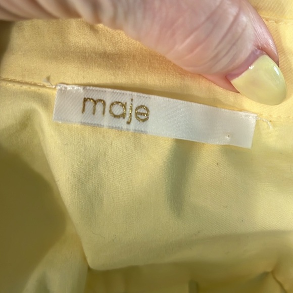 Maje Rivers Dress Embroidered Cutout Poplin Pleated Size 1 US Small Short Sleeve - Picture 8 of 14